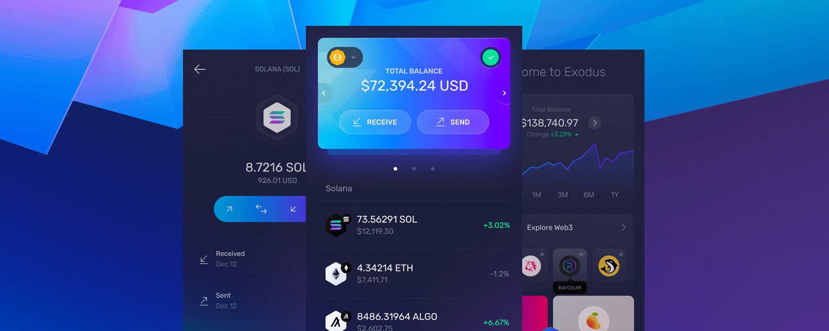 Exodus is a beautifully designed wallet, available on desktops and mobiles.